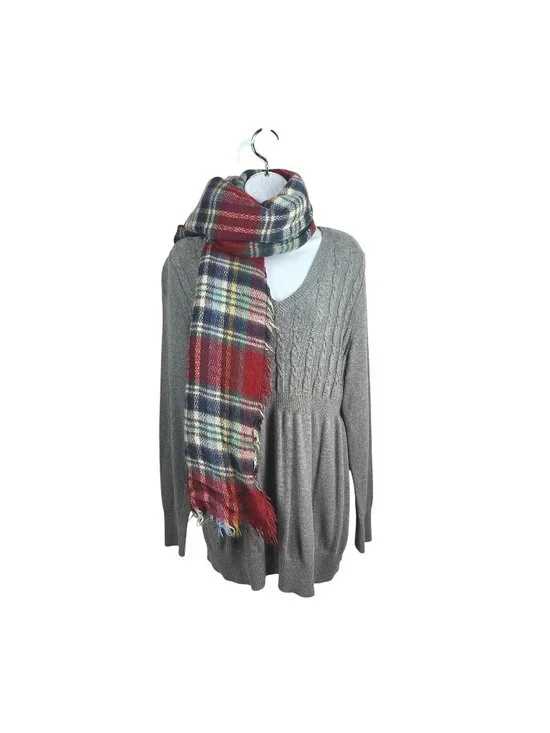 Plaid Fringe Scarf Red Multicolor Soft Warm Accessory (Mix & Match 3/$15) - Picture 1 of 7